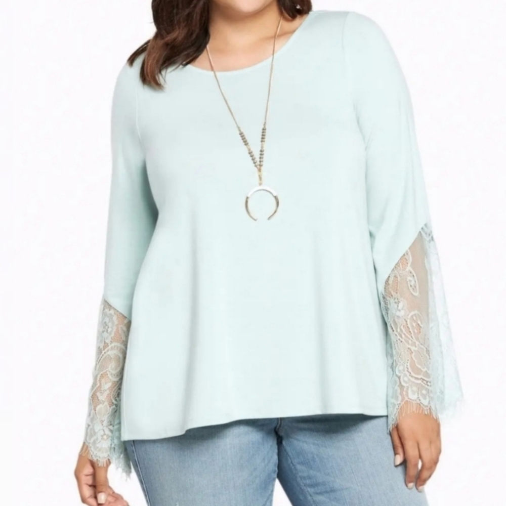 NWOT Torrid Mint Lace Long Sleeve Blouse 3X